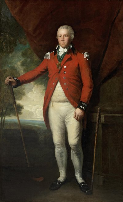 Portrait of Henry Callender Standing Full-Length in a Landscape in the Attire of Captain General of the Blackheath Golf Club by Lemuel Francis Abbott